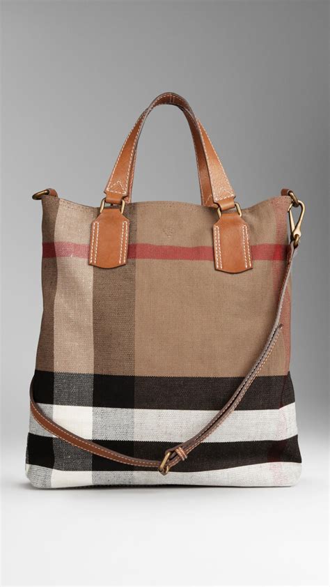 burberry coated canvas bag|Burberry checked canvas tote bag.